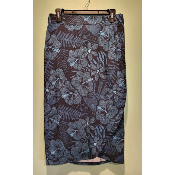 Rip Skirt Hawaii Blue Tropical Floral Long Wrap Skirt Swimsuit Cover Sz S - Picture 1 of 6
